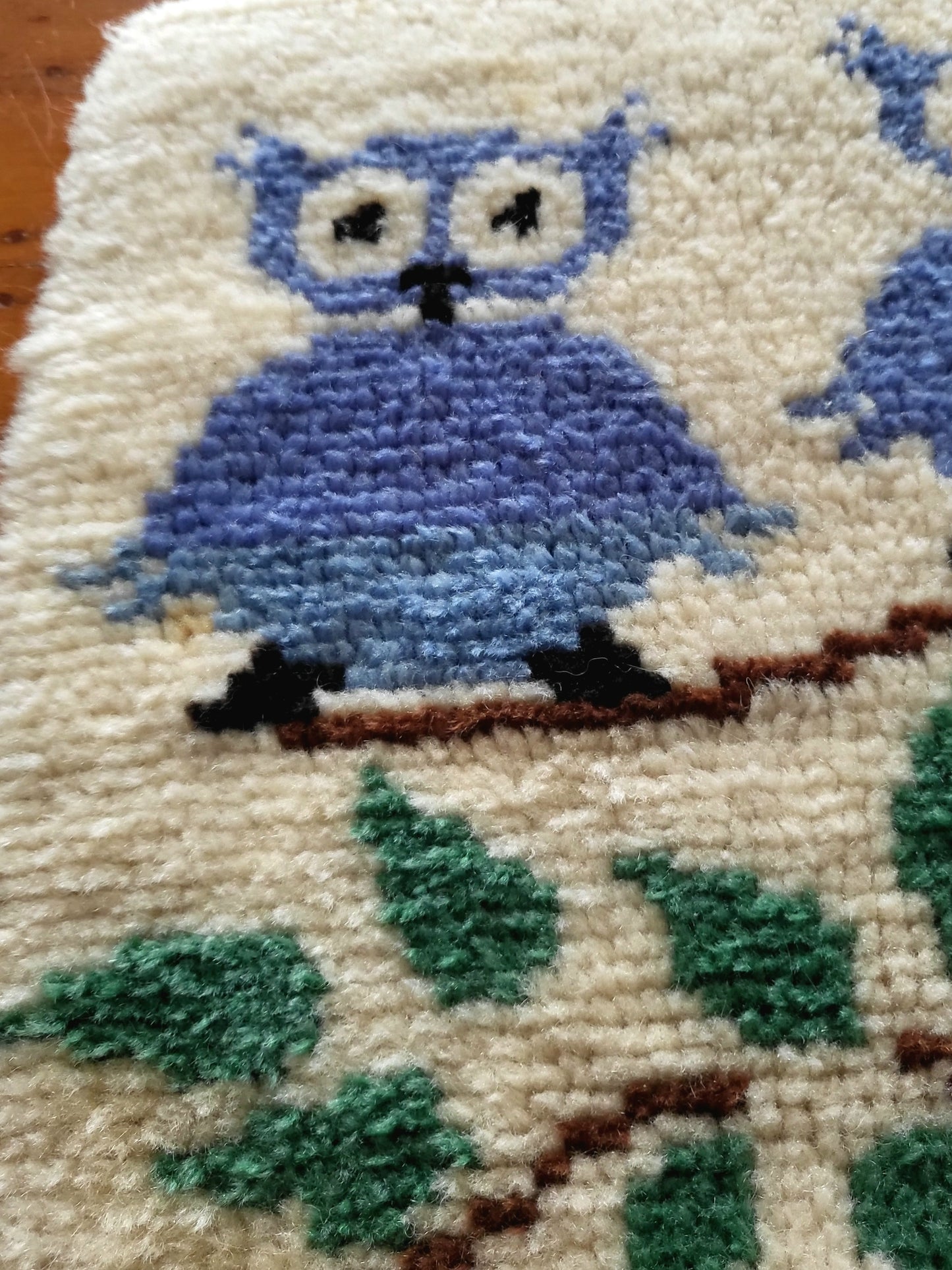 Mid Century Handwoven Folk Art Rug - Owls, Fox & Woodland Animals