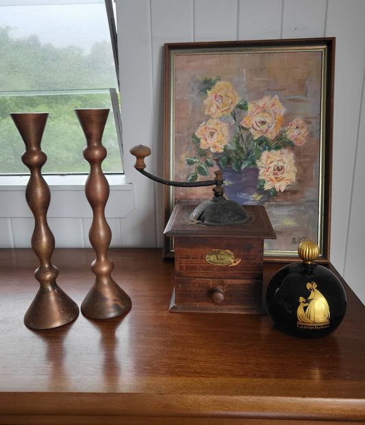 Pair of Post-Modern Copper Candle Holders