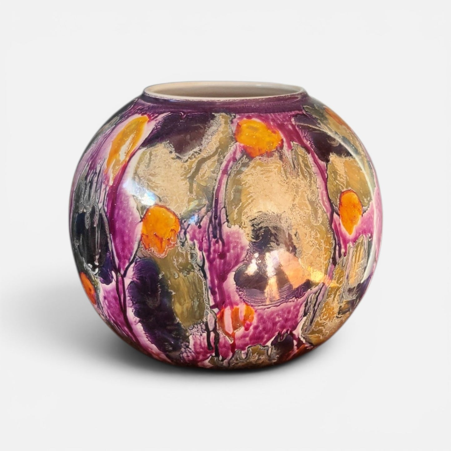 Scheurich Spherical Vase – Rare Reactive Glaze | West German Pottery