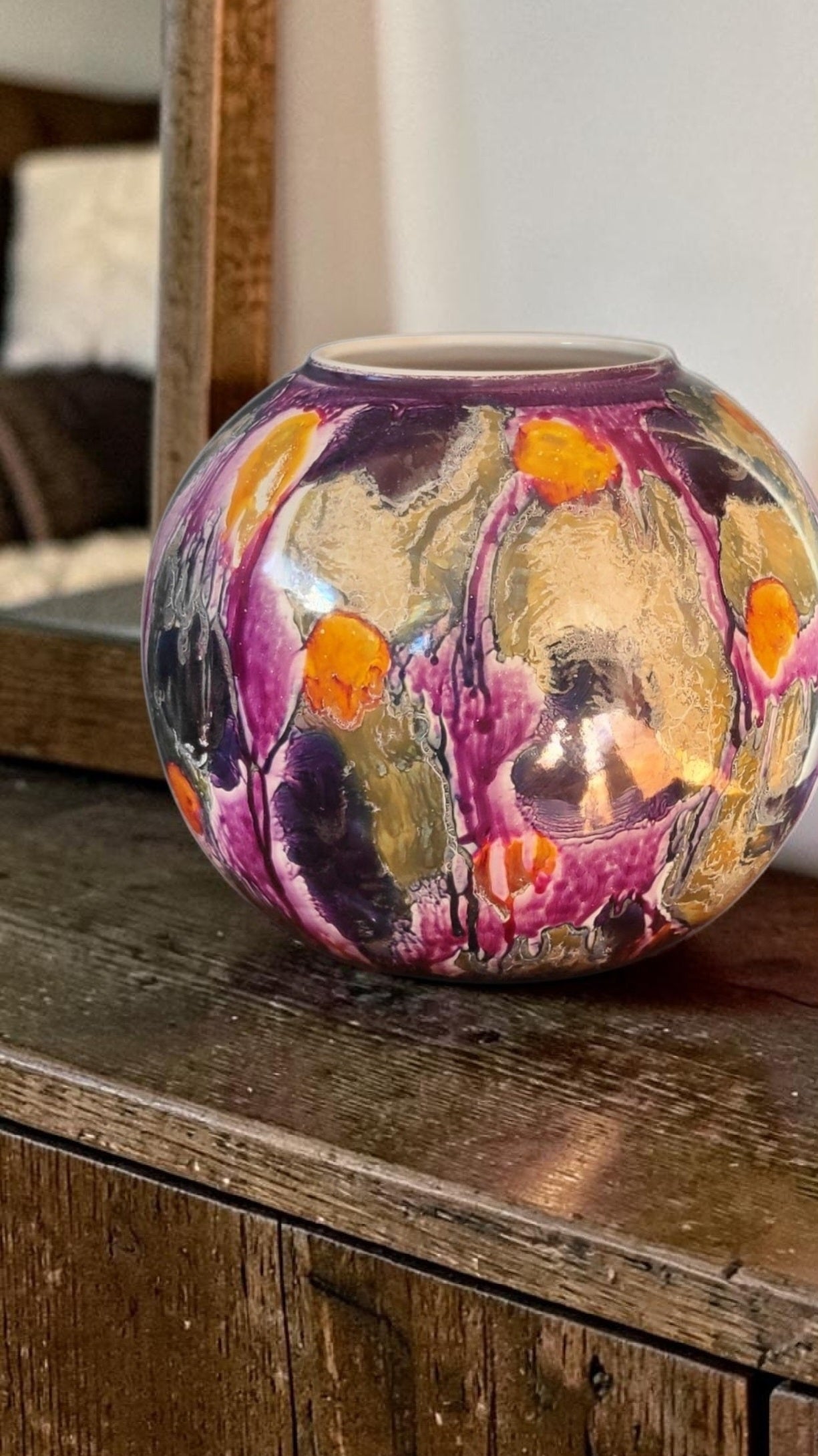 Scheurich Spherical Vase – Rare Reactive Glaze | West German Pottery