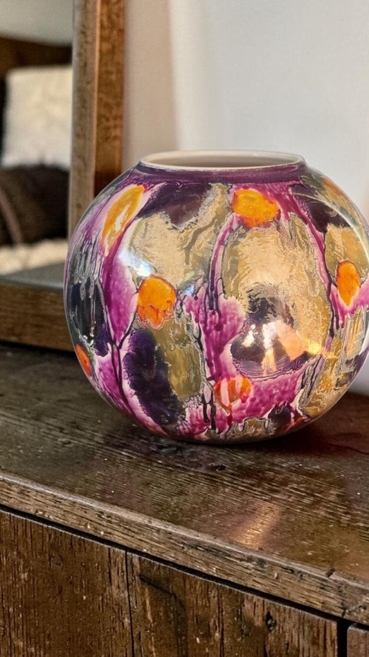Scheurich Spherical Vase – Rare Reactive Glaze | West German Pottery