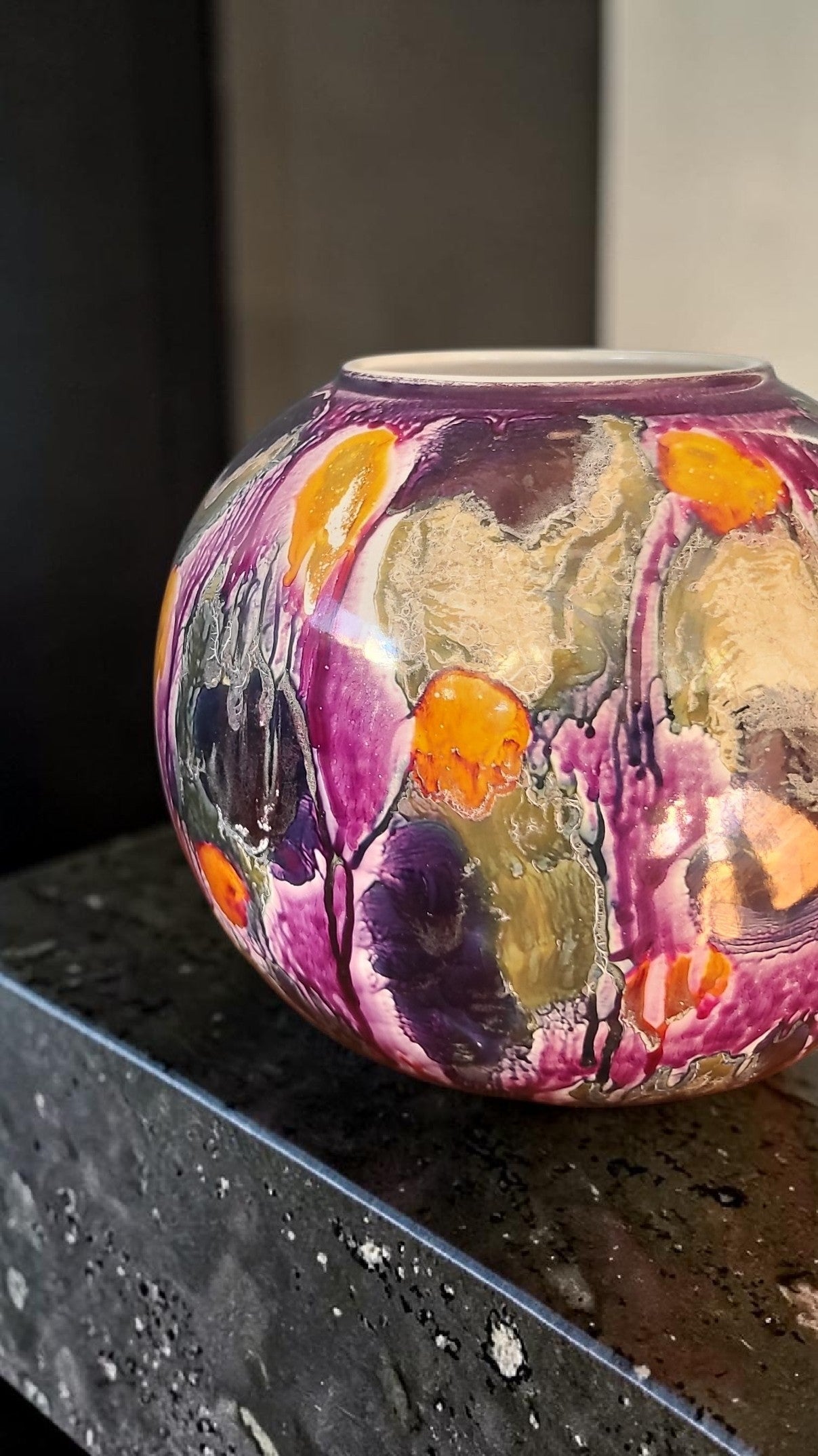 Scheurich Spherical Vase – Rare Reactive Glaze | West German Pottery