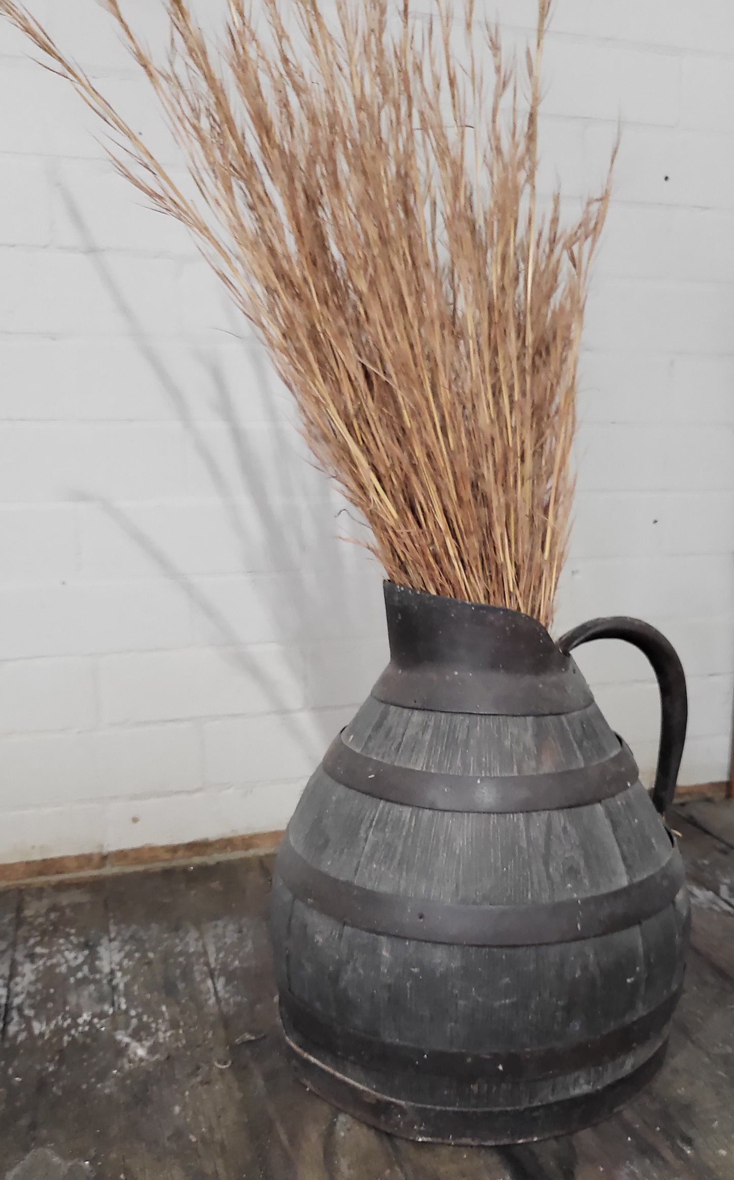 Antique Iron-Bound Oak Wine Jug