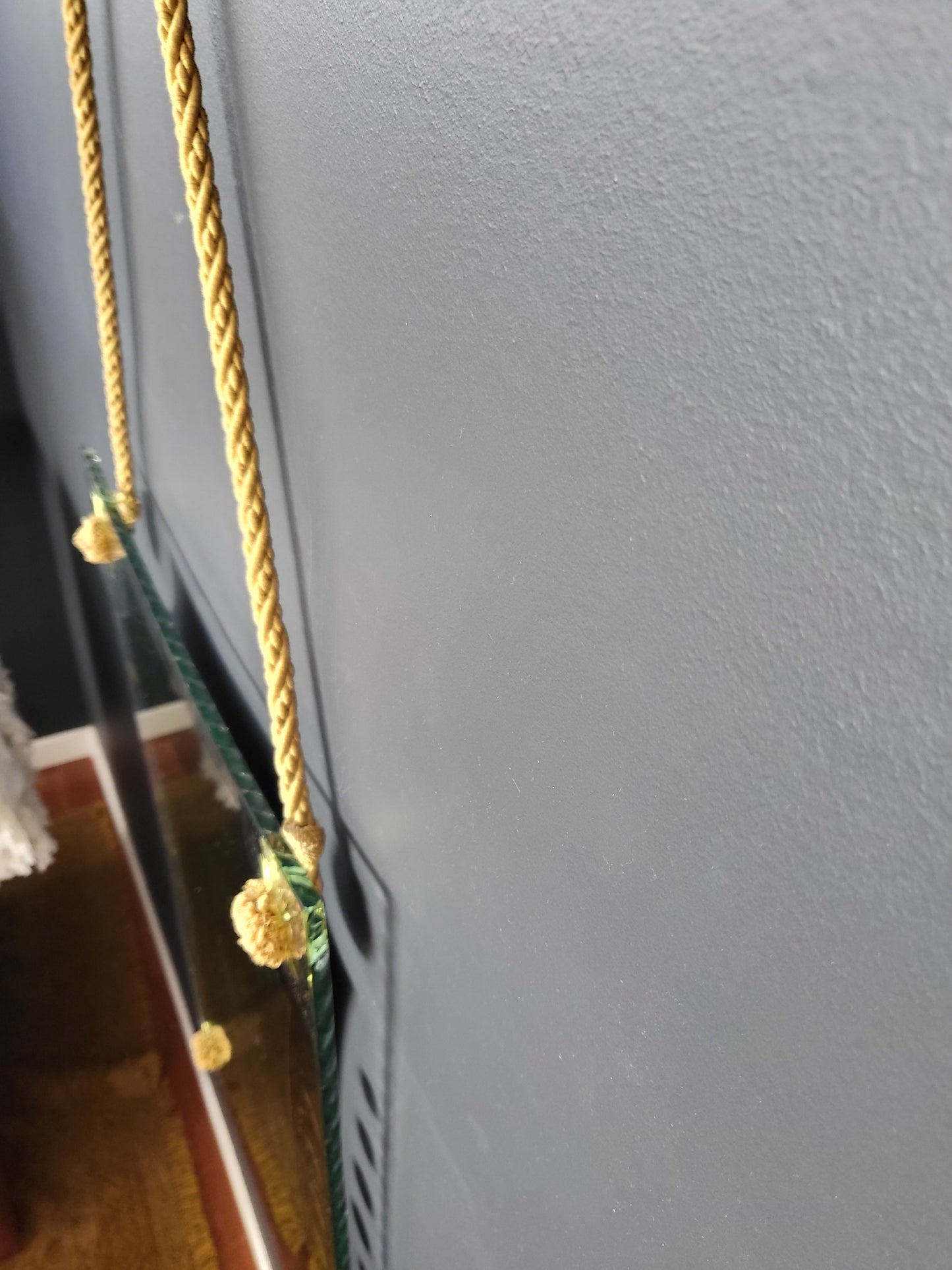 1950s Mid-Century Cristal Art Wall Mirror with Rope Suspension