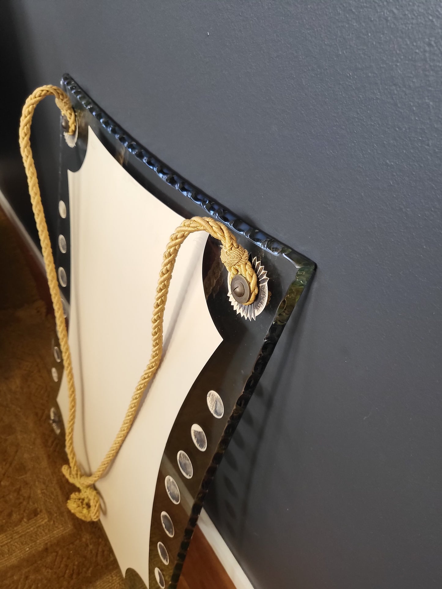 1950s Mid-Century Cristal Art Wall Mirror with Rope Suspension