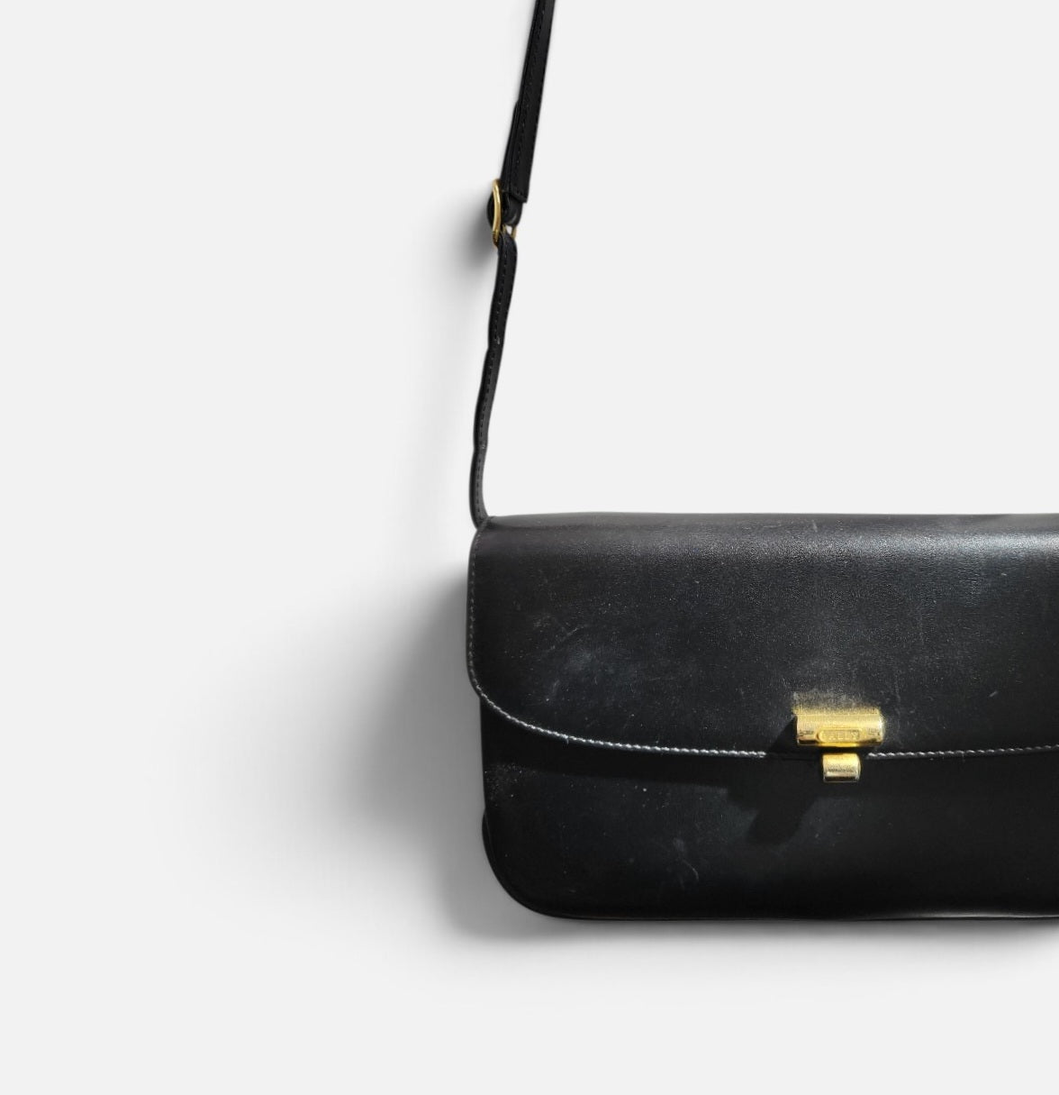 Vintage Bally Black Calfskin Leather Shoulder Bag