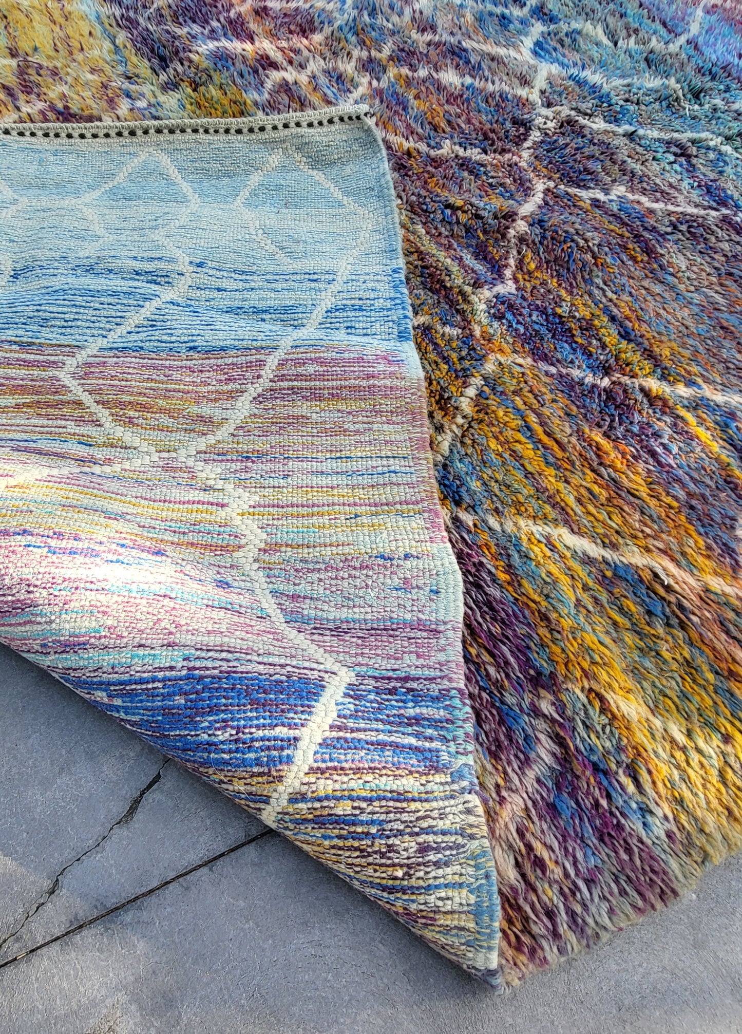 Moroccan Boujad Rug - Multicolour Hand-Knotted Wool