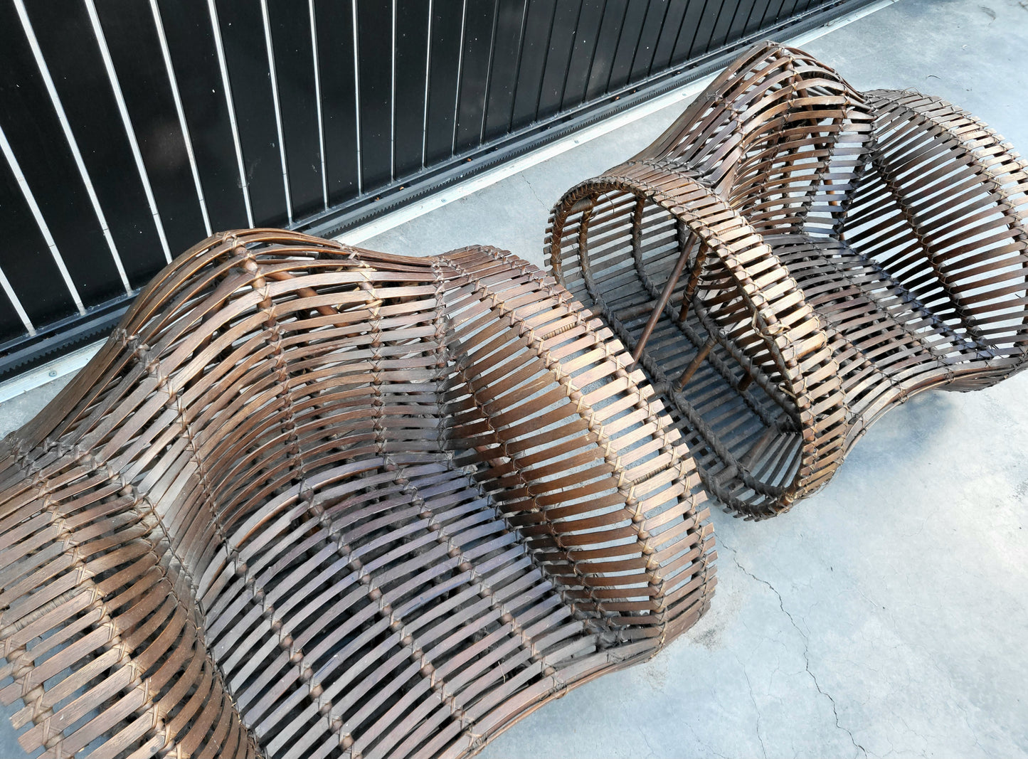 Vintage Sculptural Woven Outdoor Chairs - Pair