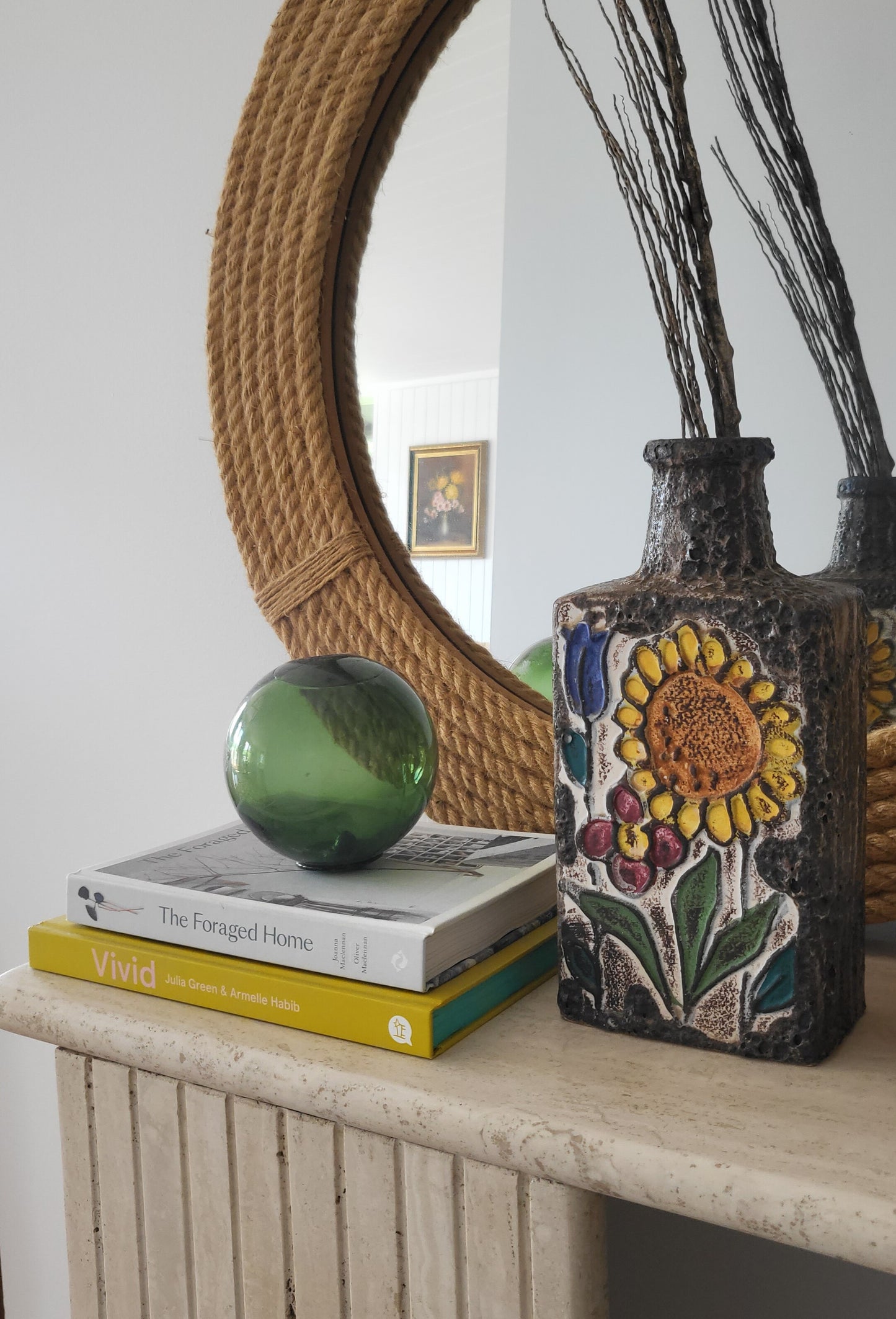West German Mid Century Sunflower Vase