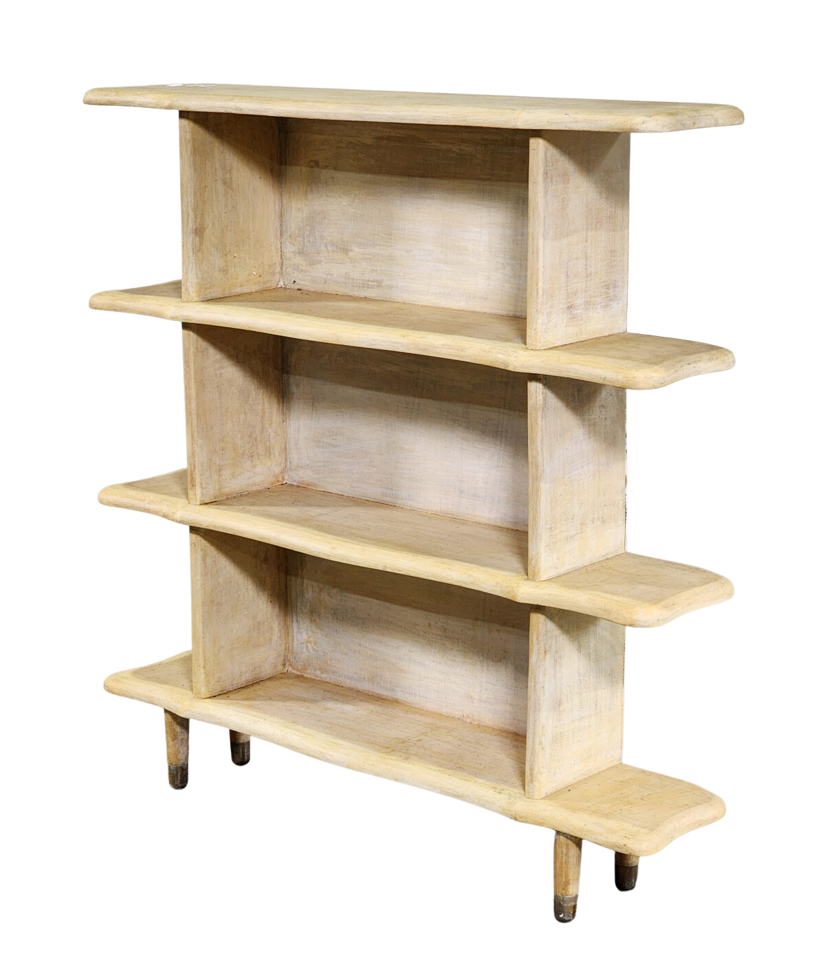 Mid-Century 4-Tier Rustic Wooden Bookcase