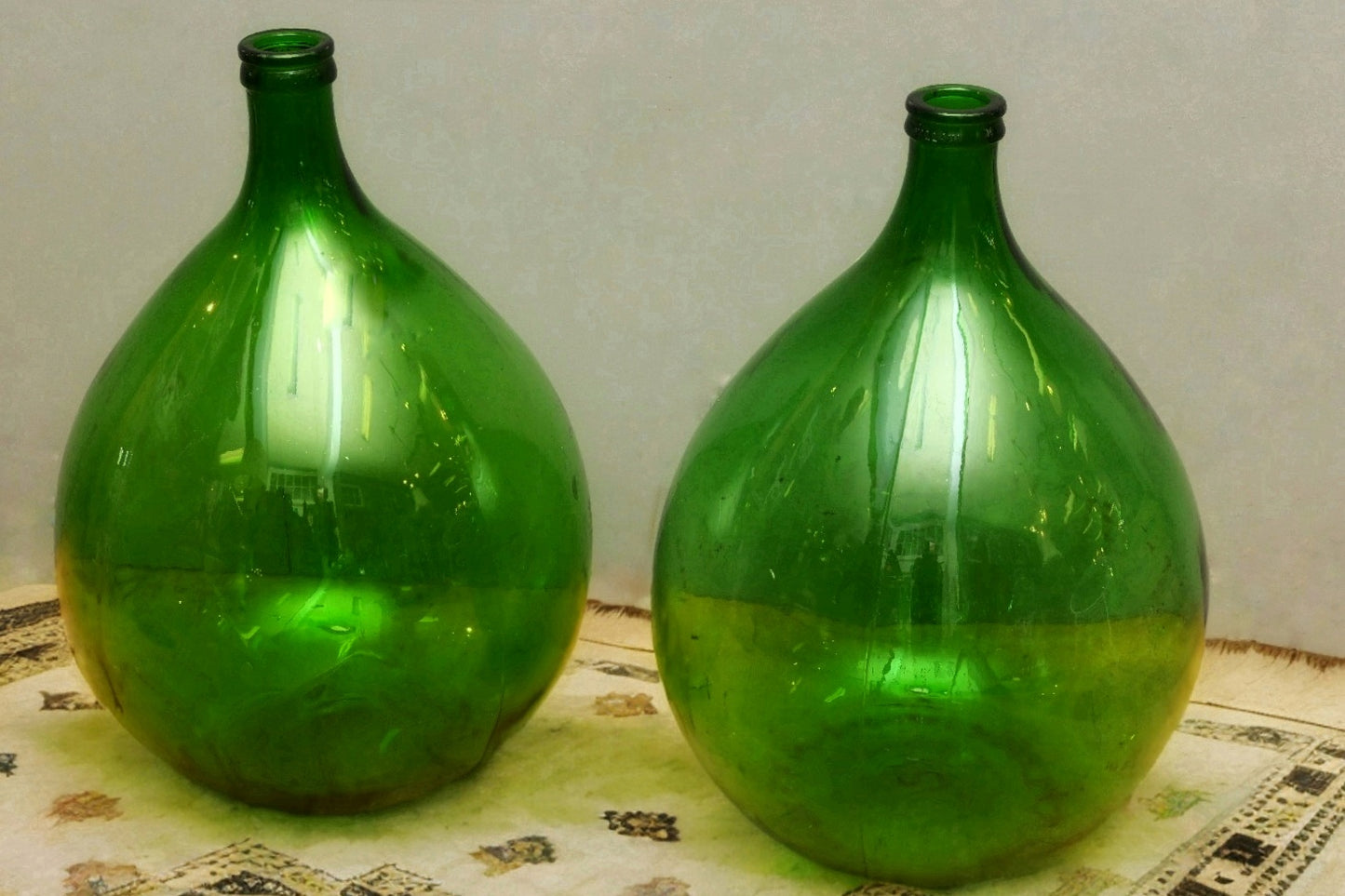 Antique Italian Green Glass Demijohn