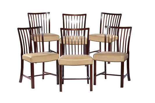 Set of 6 Jacob Kjaer Dining Chairs in Oak and Leather