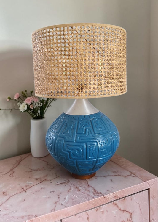 Mid-Century Blue Pottery Table Lamp