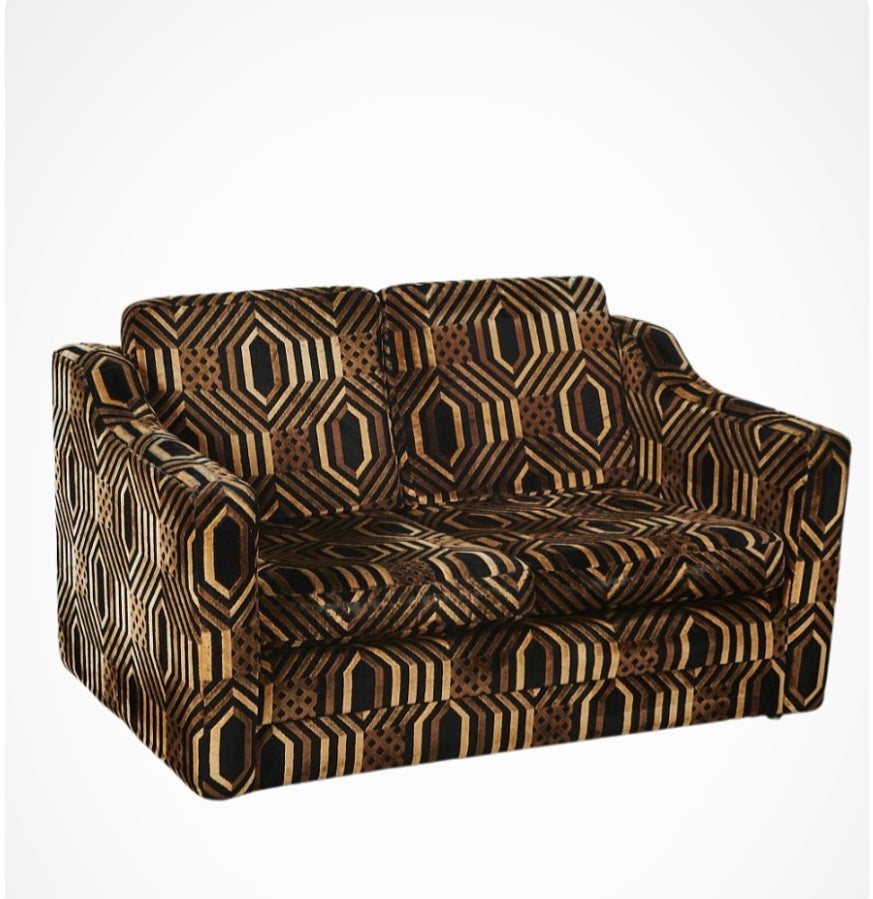 1970's Velvet Bold Graphic Sofa
