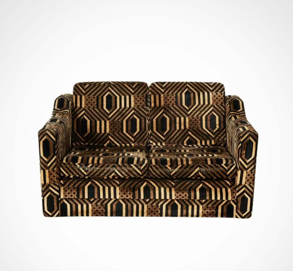 1970's Velvet Bold Graphic Sofa