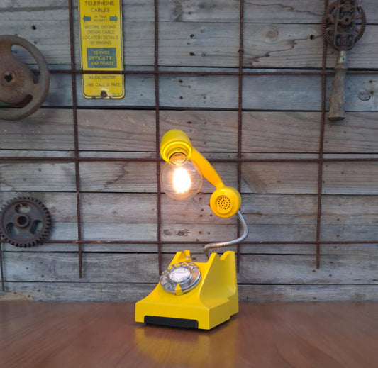 1958 STC Rotary Dial Telephone Lamp (Dimmable) - YELLOW