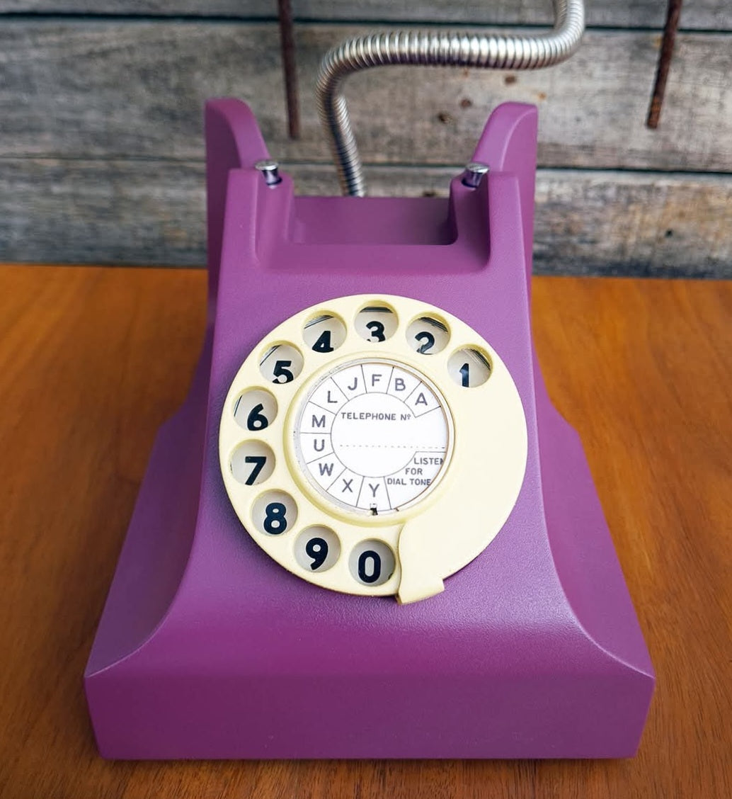 1953 STC 300AT Rotary Dial Telephone Lamp (Dimmable) - PURPLE/YELLOW