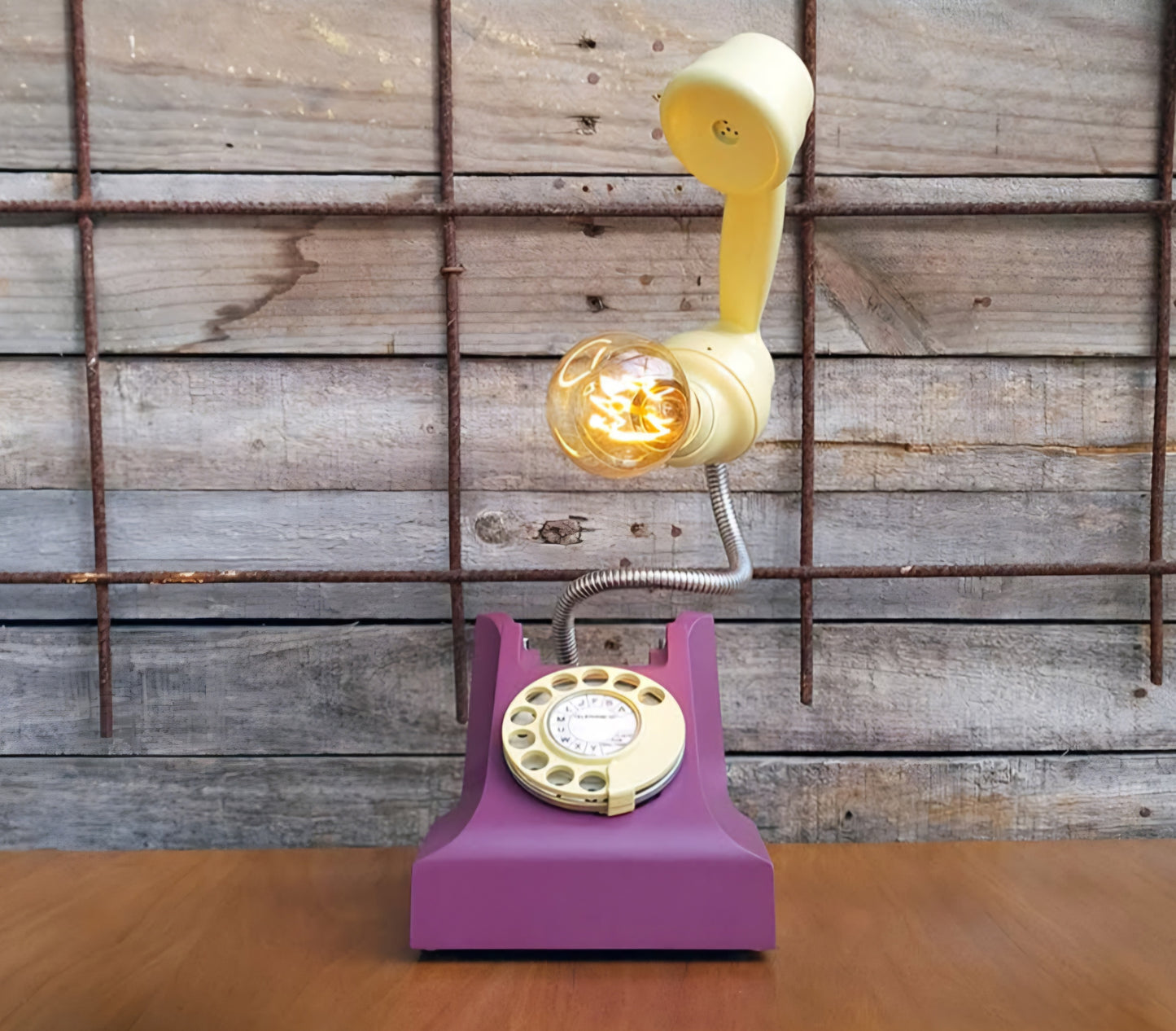 1953 STC 300AT Rotary Dial Telephone Lamp (Dimmable) - PURPLE/YELLOW