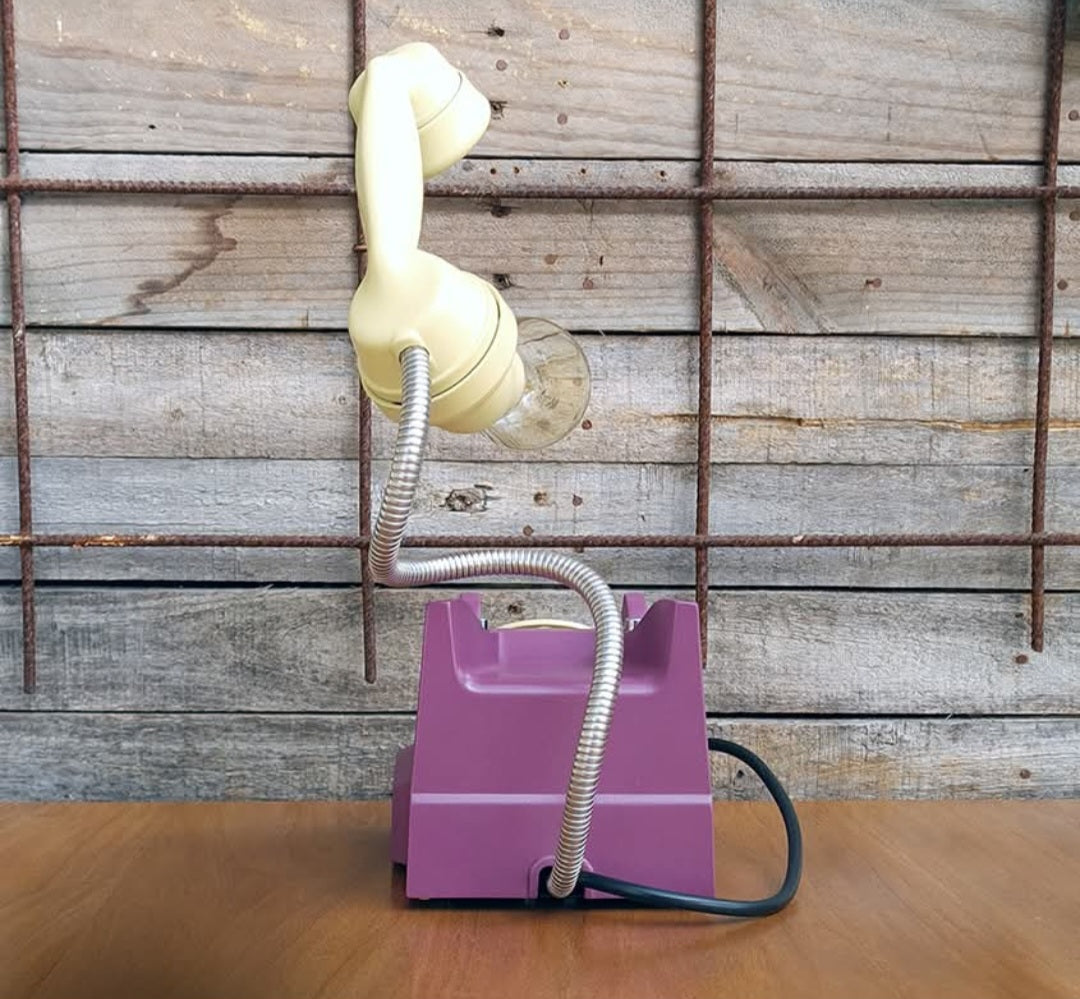 1953 STC 300AT Rotary Dial Telephone Lamp (Dimmable) - PURPLE/YELLOW