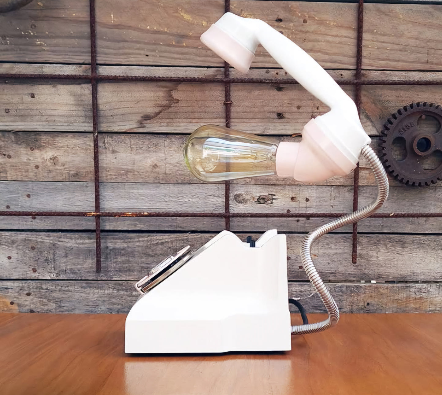 1954 STC 300AT Rotary Dial Telephone Lamp (Dimmable) - WHITE/PINK