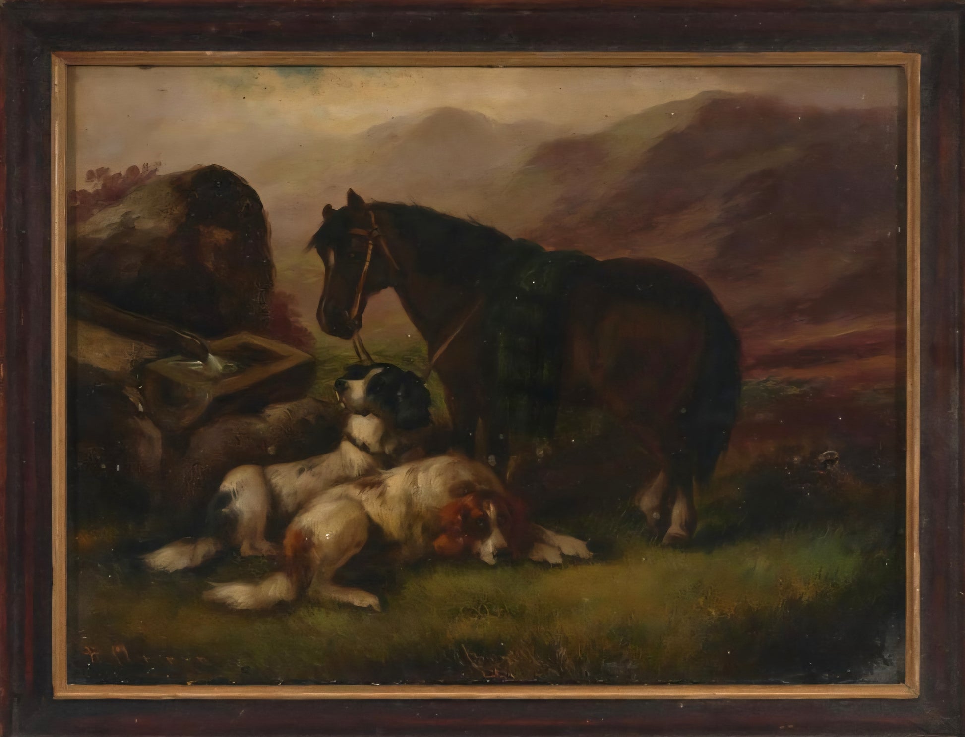 Robert Cleminson 19th century Highland painting with setters and horse
