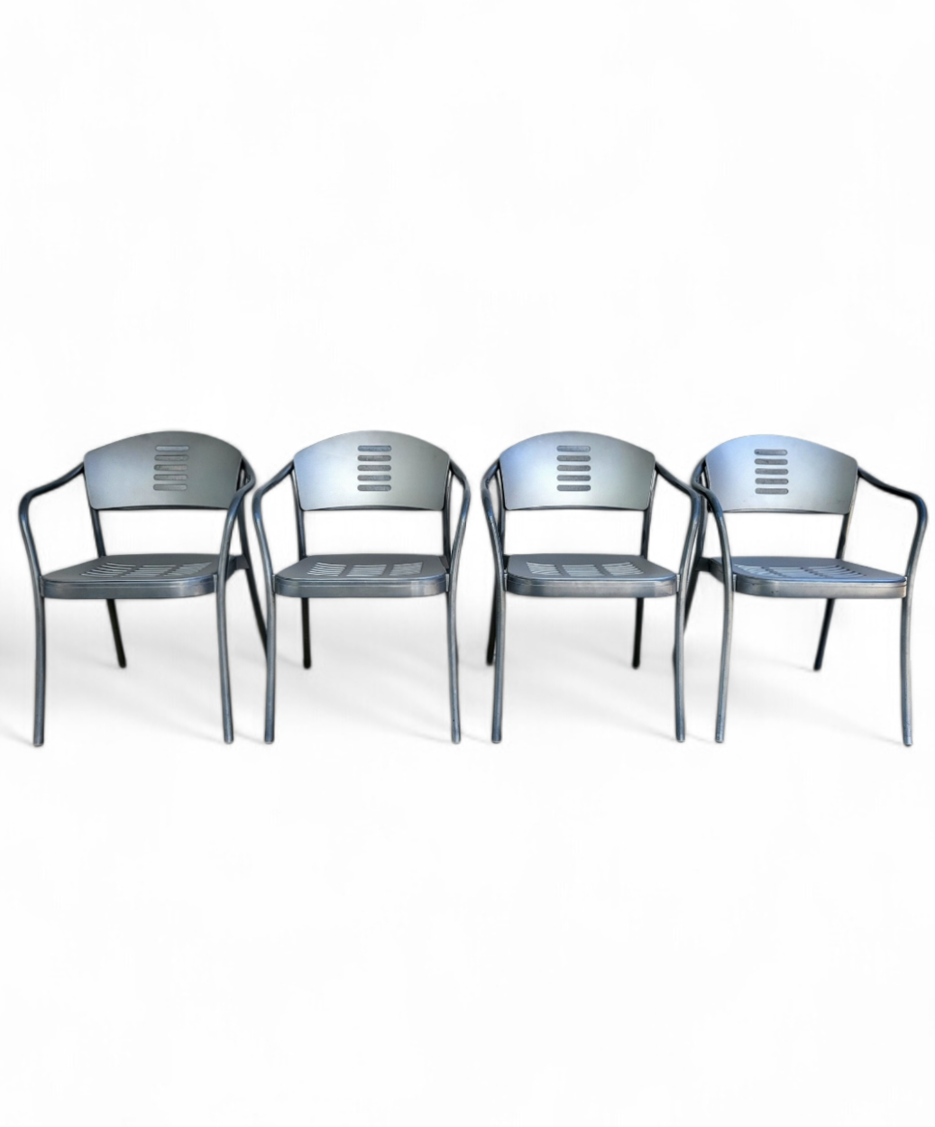 Vico Magistretti Mauna-Kea chairs for Kartell, set of four aluminium Italian design chairs