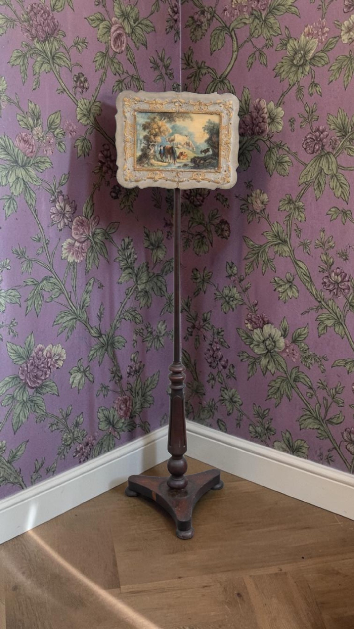 Antique Adjustable Pole Screen | c.1840 | Early Victorian