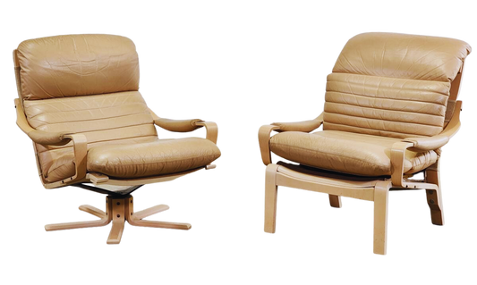 Vintage Pair of Tessa Leather Armchairs