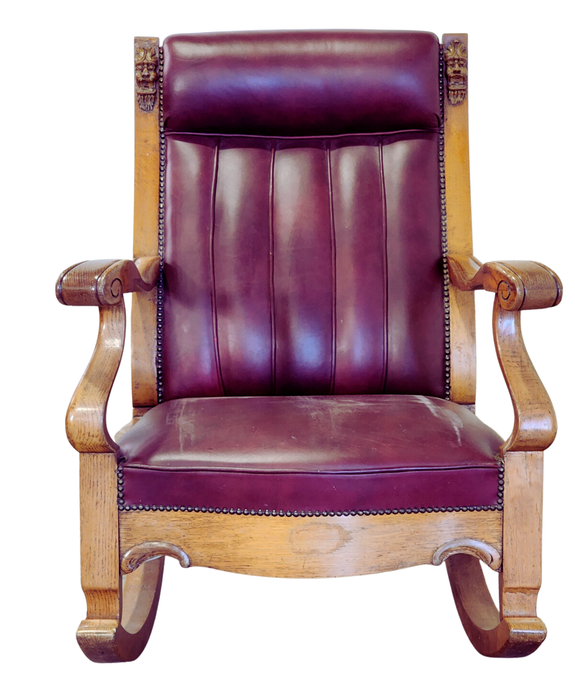 Antique Leather Rocking Chair Saint Atlas