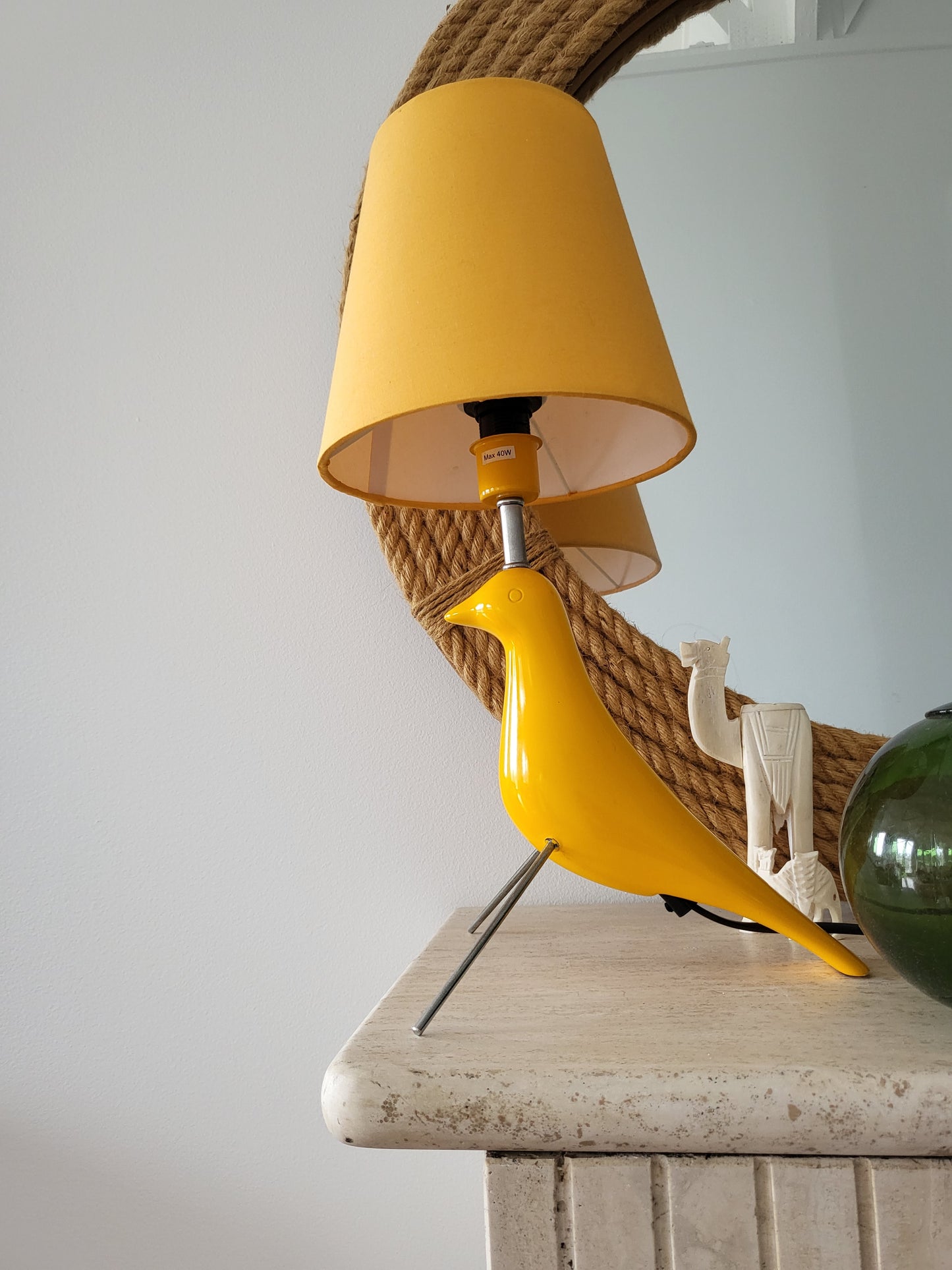 Yellow Mid-Century Bird Lamp