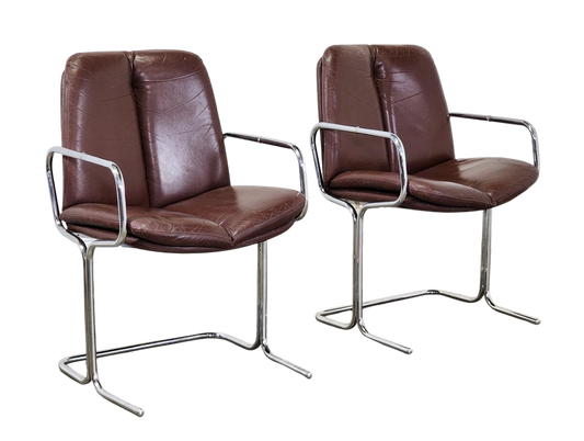 Vintage 1970's Pief "Eleganza" Leather Chairs