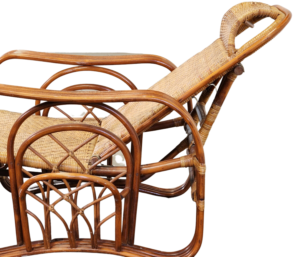 Vintage Pretzel Cane Armchair and Footrest