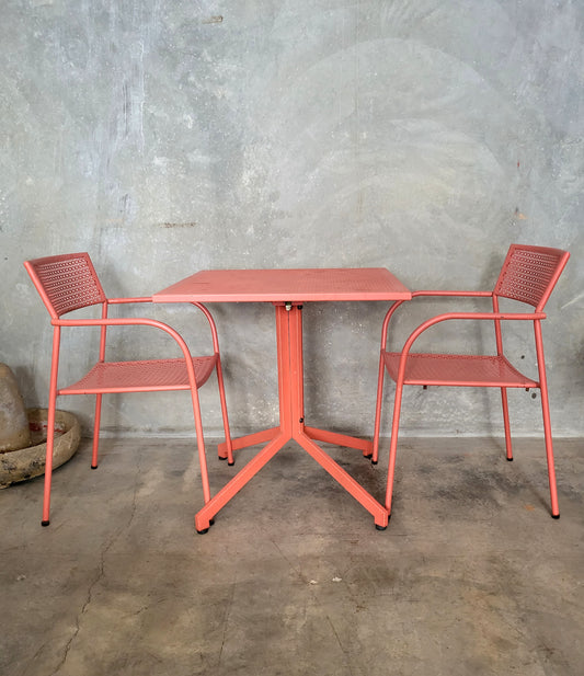 1980s Vintage Pink Outdoor Table and Chairs Setting