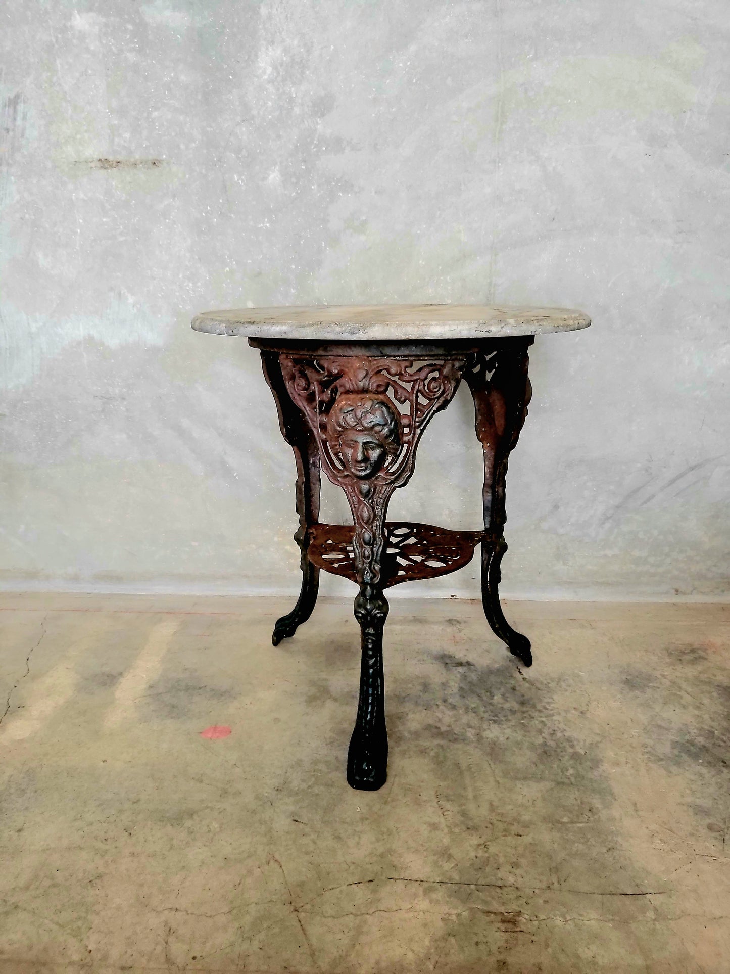 Antique Victorian Marble and Cast Iron Side Table