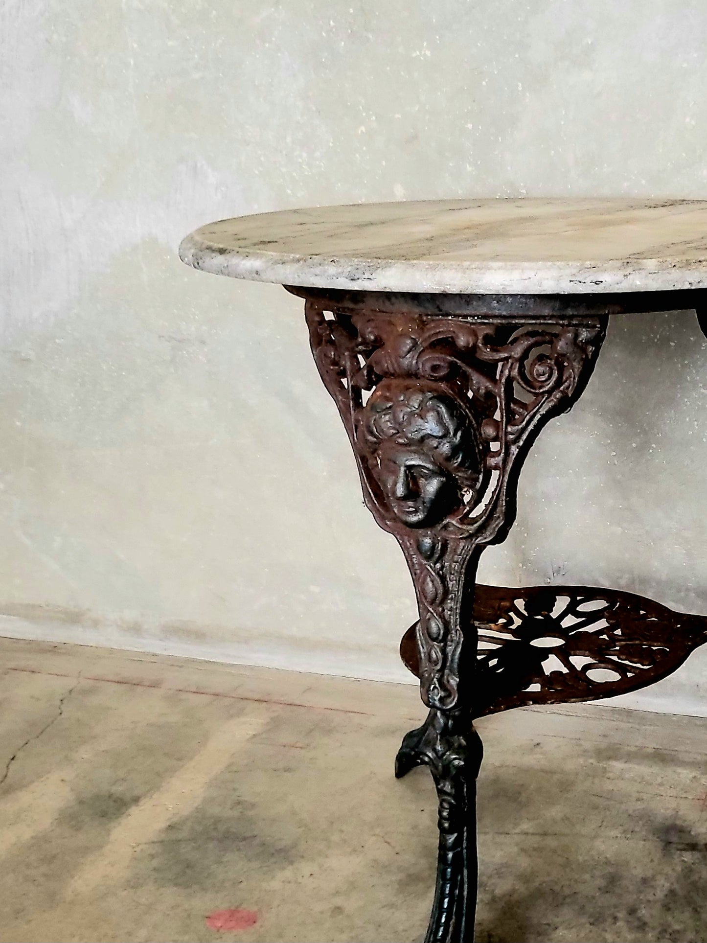 Antique Victorian Marble and Cast Iron Side Table