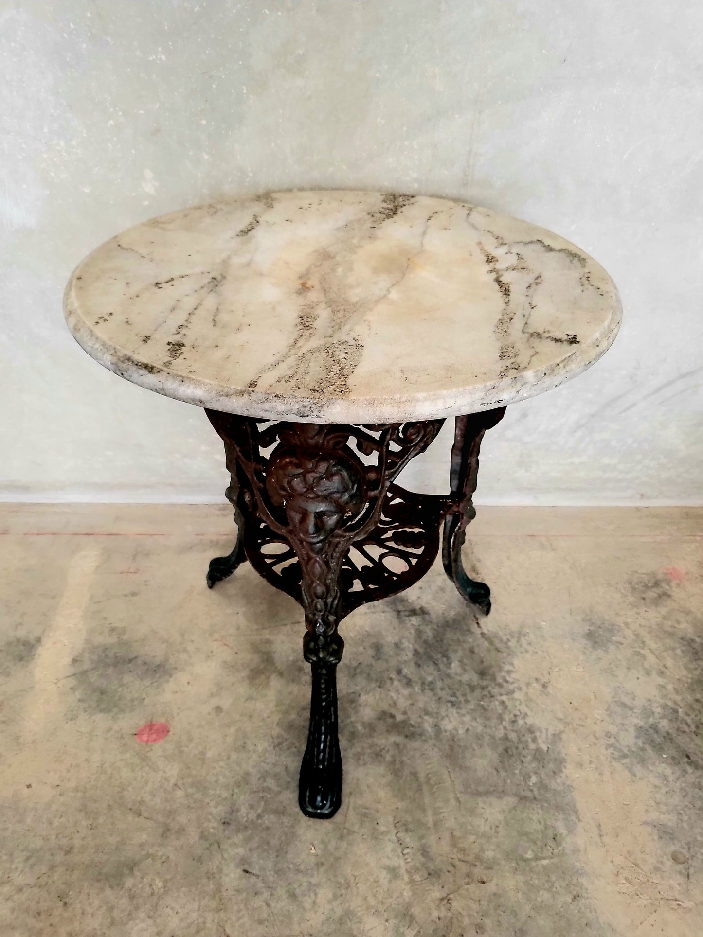 Antique Victorian Marble and Cast Iron Side Table