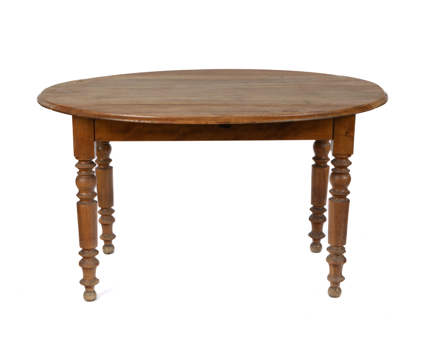 French Antique Round Oak Table with Fold Down Sides